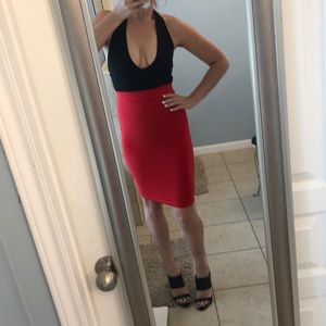 Red pencil skirt